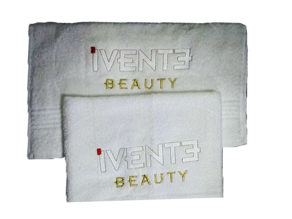 Firma Logolu Güzellik Salonu Havlu Takımı Banyo ve Baş Havlusu Beyaz İvente