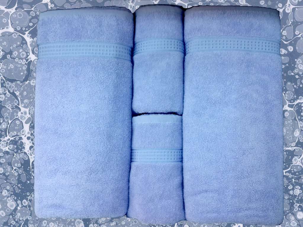 Ekonomik Banyo Havlu 4'lü Set- 2 Baş 2 Banyo Havlusu 90*140 Mavi