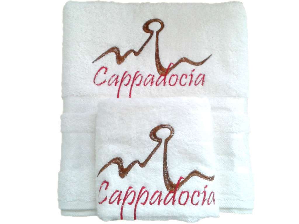 Şehir Logolu Özel Tasarım Lüks Kalite Kutulu Bambu Nurpak 2 Banyo ve 2 Baş Havlusu Hamam Takımı Cappadocia