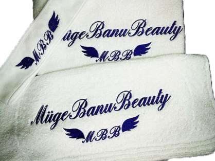 Firma Logolu Güzellik Salonu Havlu Set Özel Tasarım Ekonomik Kalite 3'lü Havlu Set Beyaz Müge