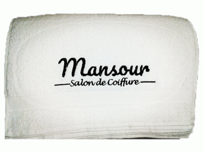 Güzellik Salonu ve Kuaför Havlusu Kurumsal Logo Nakışlı Ekonomik Kalite 50x85 Beyaz Mansour