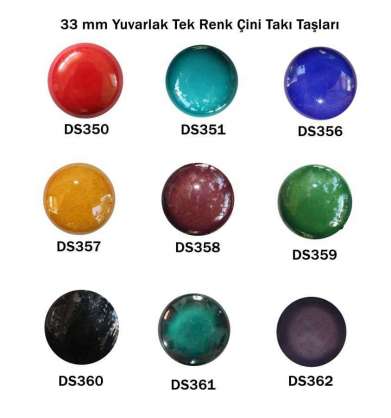 33 mm Yuvarlak Tek Renk Çini Takı Taşları